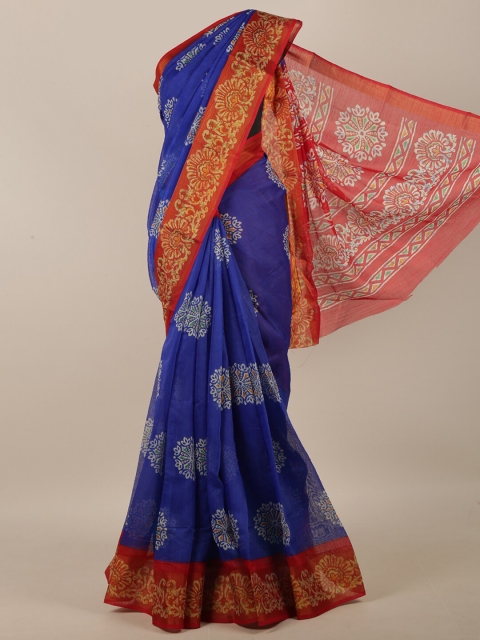 

Pothys Blue & Red Floral Saree