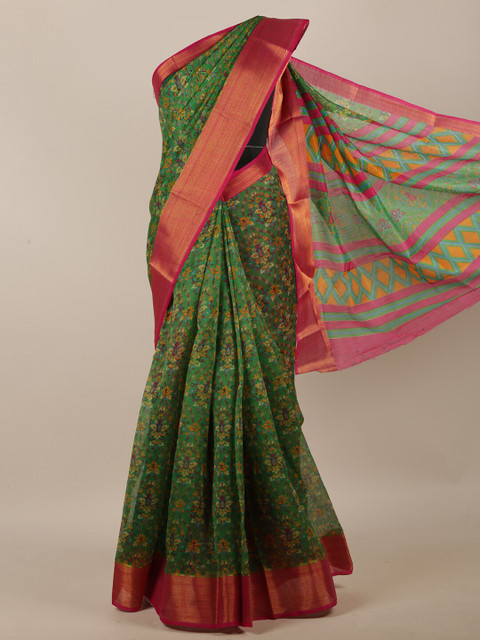 

Pothys Green & Pink Floral Saree