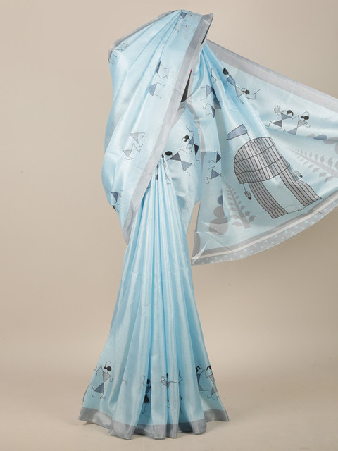 

Pothys Blue & Grey Warli Saree