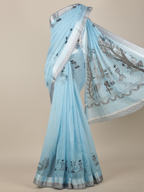 

Pothys Blue & Grey Warli Saree