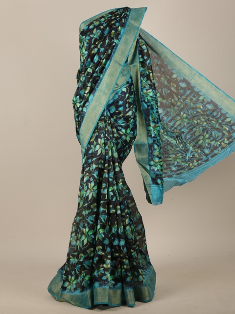 

Pothys Black & Blue Floral Zari Saree