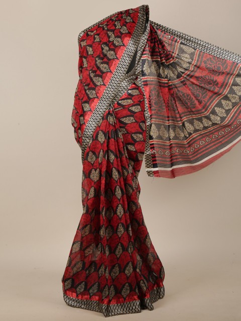 

Pothys Red & Black Ethnic Motifs Saree