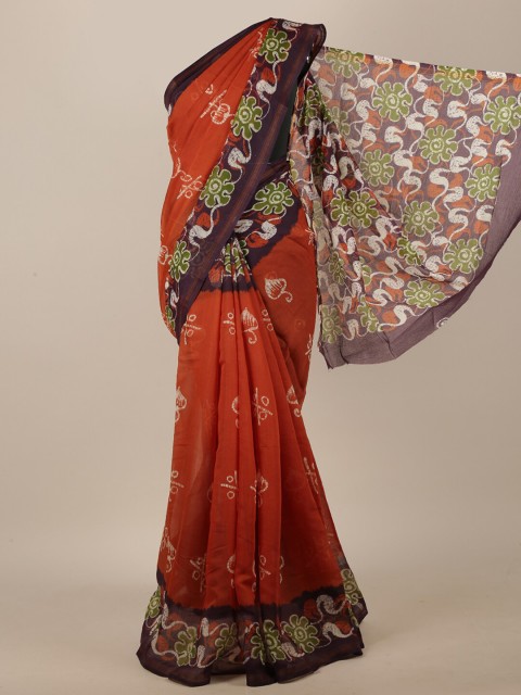 

Pothys Maroon & Purple Batik Saree