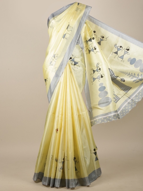 

Pothys Yellow & Grey Warli Saree