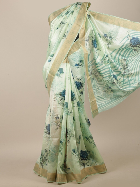 

Pothys Green & Blue Floral Saree