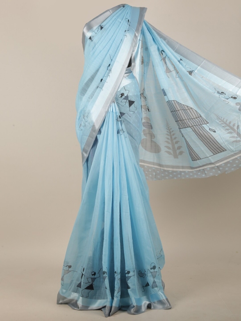 

Pothys Blue & Grey Warli Saree