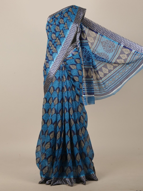 

Pothys Blue & Off White Ethnic Motifs Saree