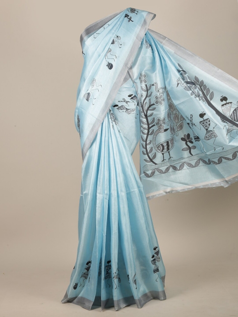 

Pothys Blue & Grey Warli Saree