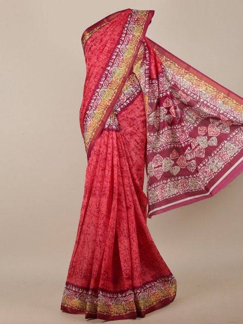 

Pothys Pink & White Batik Saree