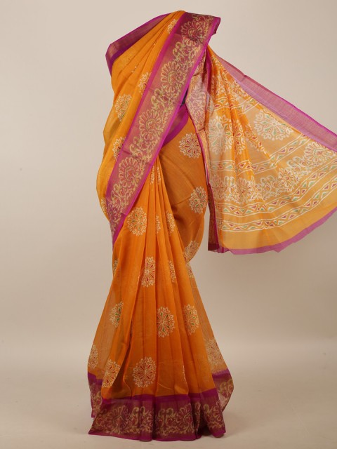 

Pothys Orange & Purple Floral Saree