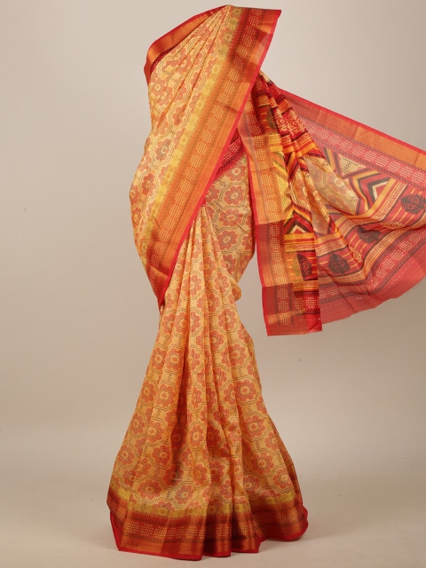 

Pothys Orange & Red Floral Saree