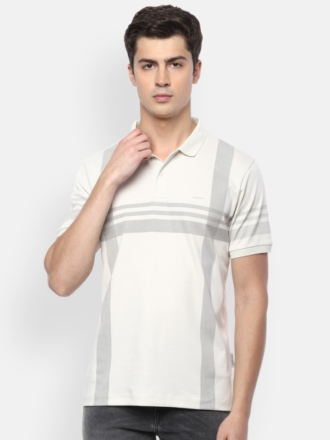 

Van Heusen Men White Striped Polo Collar T-shirt