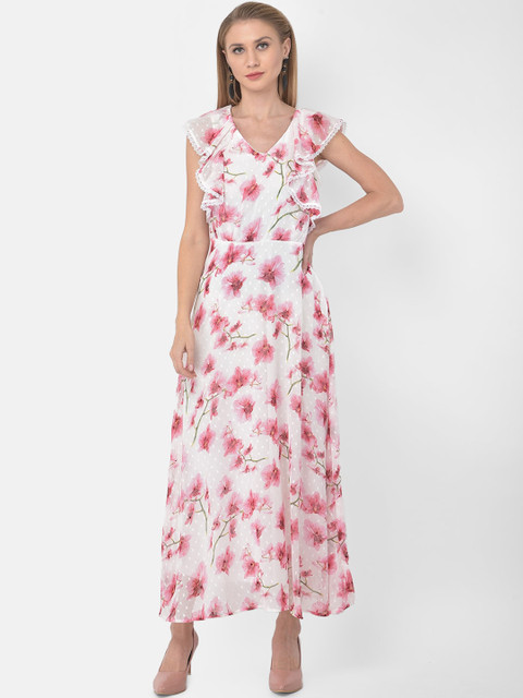 

Latin Quarters White & Pink Floral Maxi Dress