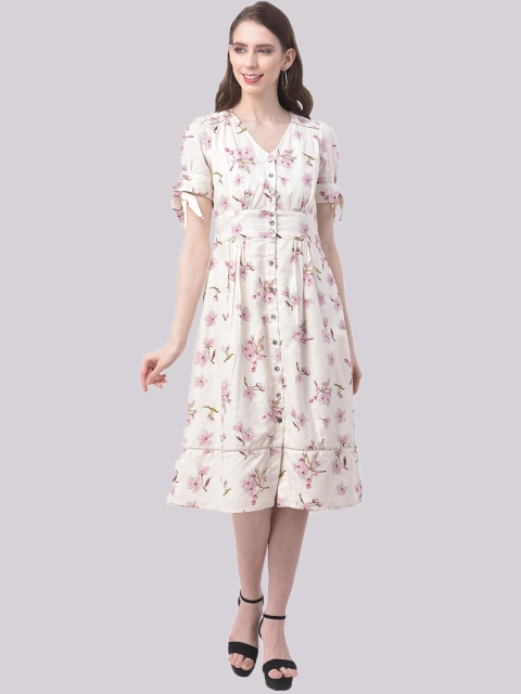 

Latin Quarters White & Pink Floral Shirt Midi Dress