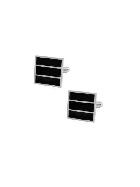 

The Tie Hub Silver-Toned & Black Square Cufflinks