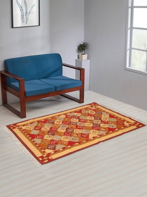 

Fabindia Orange Printed Woven Cotton Dhurrie