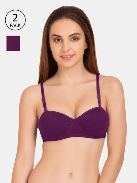 

Tweens Pack of 2 Magenta Demi-Cup Cotton Plunge Bra