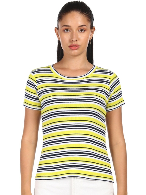 

Sugr Women Yellow & Black Striped T-shirt