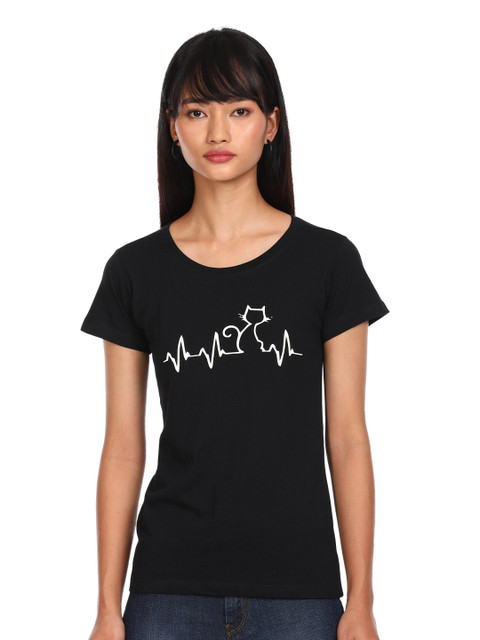 

Sugr Women Black Graphic Printed T-shirt