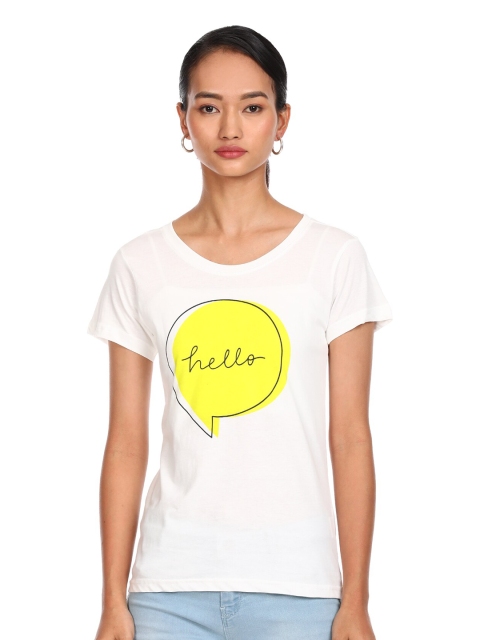 

Sugr Women White Graphic Printed T-shirt