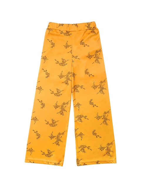 

ADIVA Girls Yellow & Black Floral Printed Knitted Palazzos