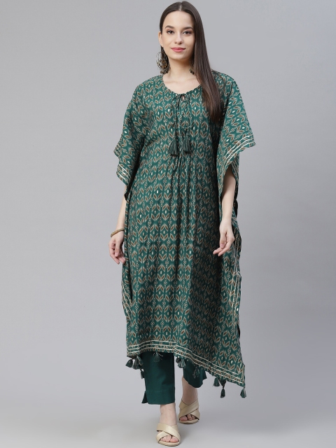 

Divena Women Green Ethnic Motifs Printed Regular Kurta with Trousers