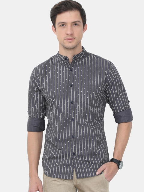 

HERE&NOW Men Grey Slim Fit Opaque Printed Cotton Casual Shirt