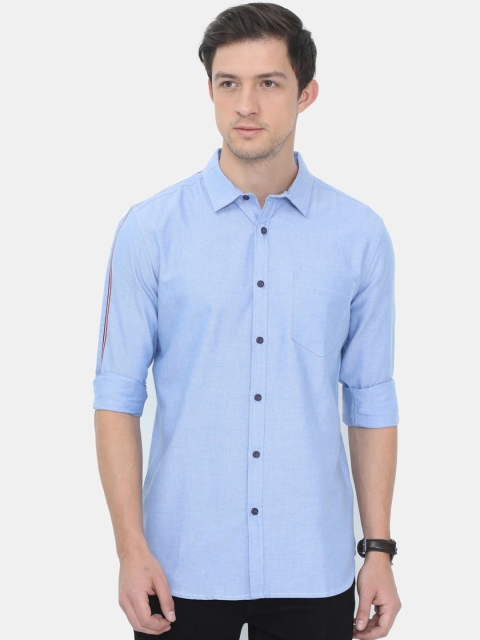 

HERE&NOW Men Blue Slim Fit Opaque Cotton Casual Shirt