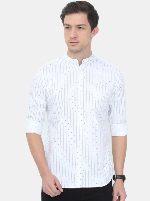 

HERE&NOW Men White Slim Fit Opaque Printed Cotton Casual Shirt