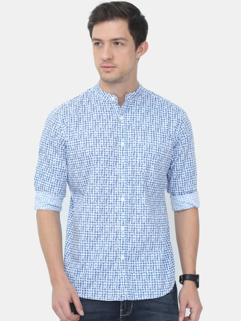 

HERE&NOW Men White Slim Fit Opaque Printed Cotton Casual Shirt