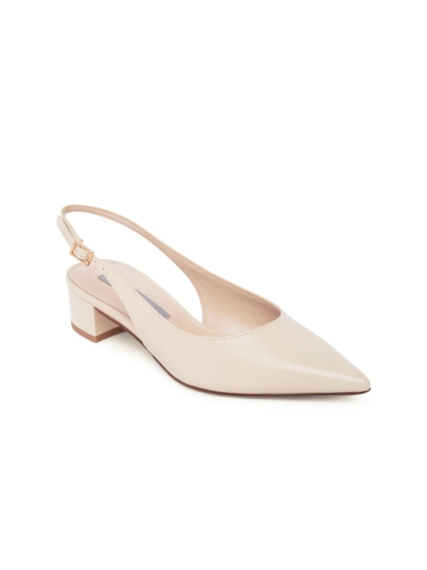 

CHARLES & KEITH Cream-Coloured PU Block Mules
