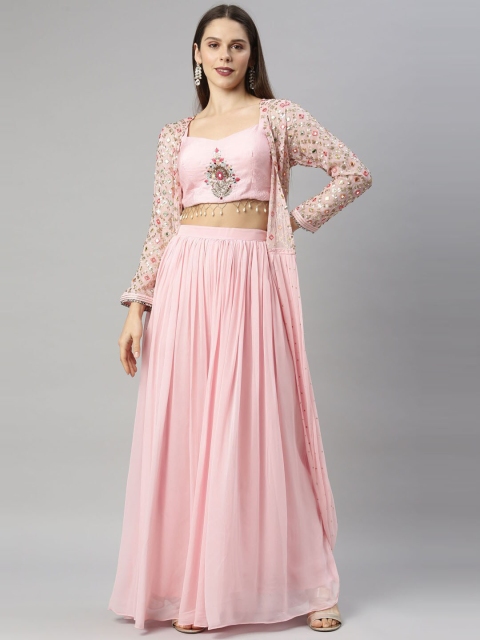 

Neerus Women Pink & Red Embellished Top with Palazzos