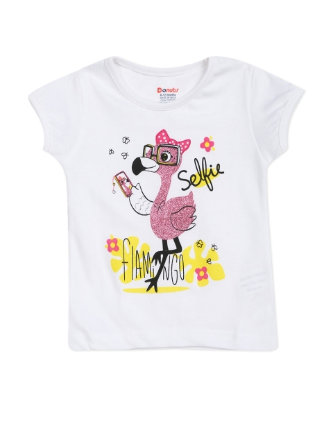 

Donuts Girls White & Pink Printed T-shirt