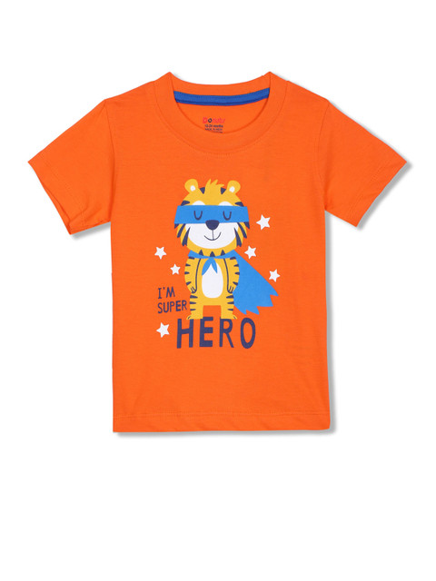 

Donuts Boys Orange Printed Applique T-shirt