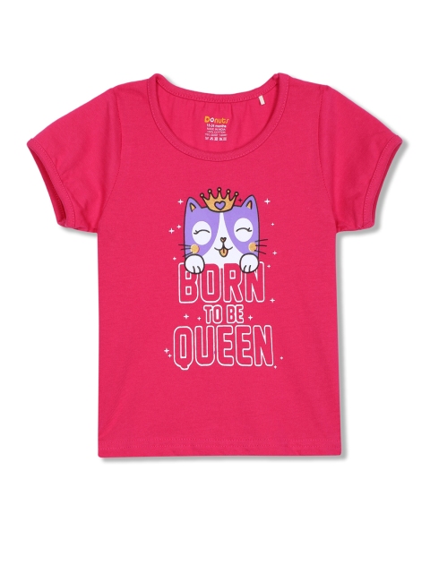 

Donuts Girls Pink Cotton Graphic Printed T-shirt