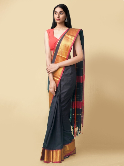 

Unnati Silks Women Black & Pink Pure Handloom Narayanpet Cotton Sustainable Saree