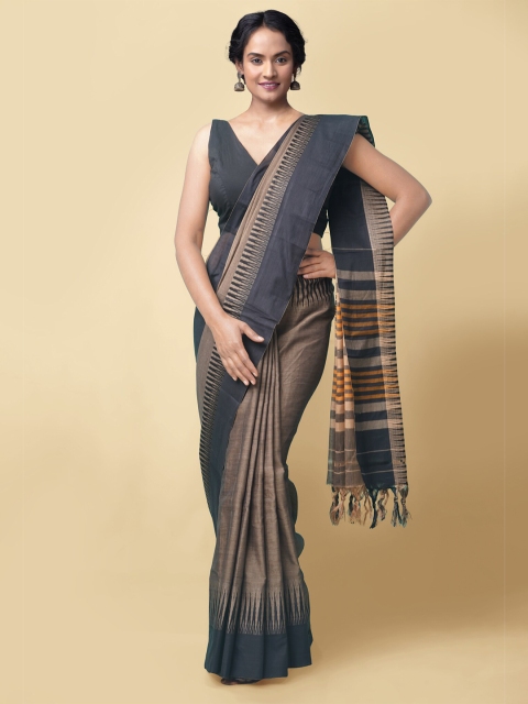 

Unnati Silks Grey & Beige Woven Design Pure Cotton Narayan Peth Handloom Saree