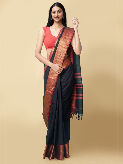 

Unnati Silks Women Black & Red Pure Handloom Narayanpet Cotton Sustainable Saree
