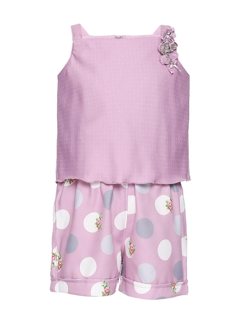

Tiny Baby Girls Pink & White Printed Jumpsuit
