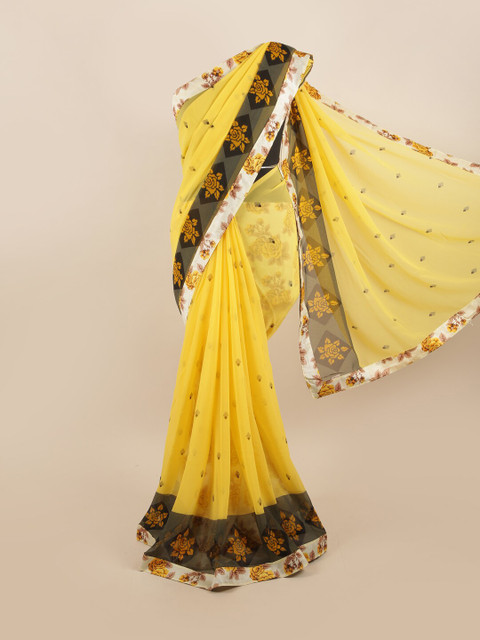 

Pothys Yellow Floral Saree