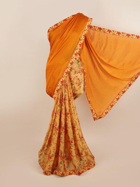 

Pothys Yellow & Orange Floral Half and Half Saree
