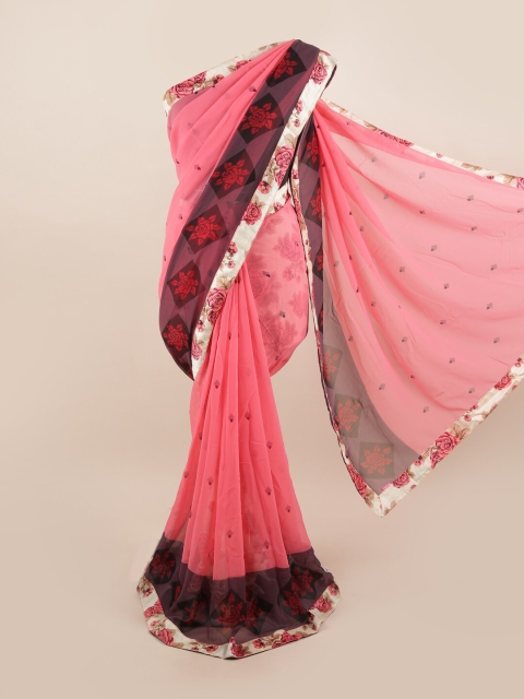 

Pothys Pink & White Floral Saree