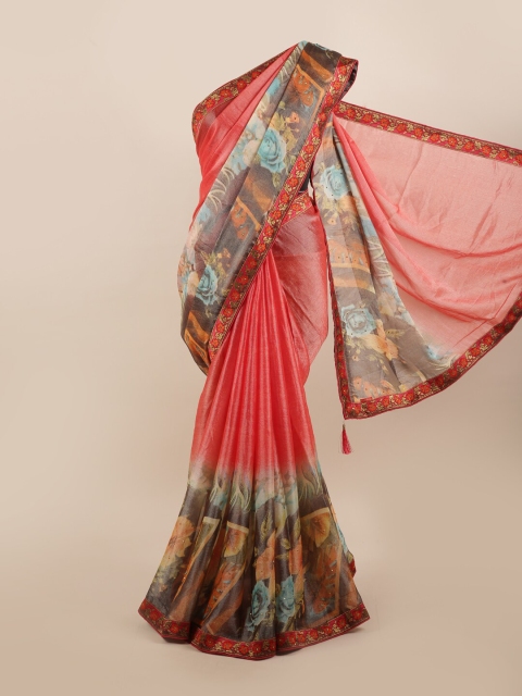 

Pothys Red & Blue Floral Saree