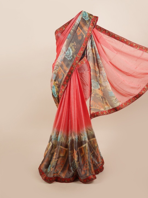 

Pothys Pink & Blue Floral Saree