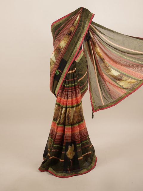 

Pothys Green & Beige Beads and Stones Saree