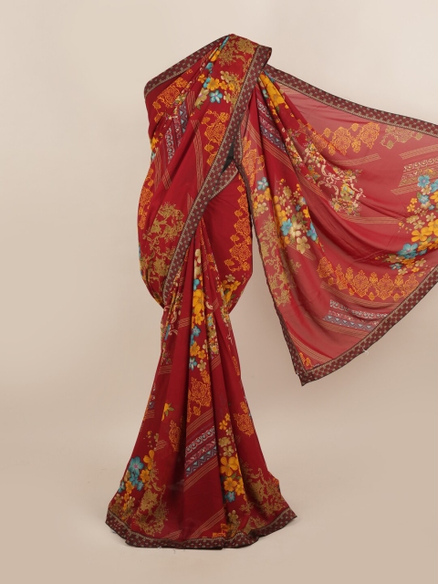 

Pothys Maroon & Yellow Ethnic Motifs Zari Saree