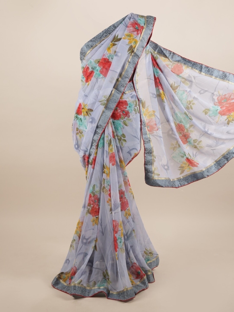 

Pothys Grey & Red Floral Zari Saree