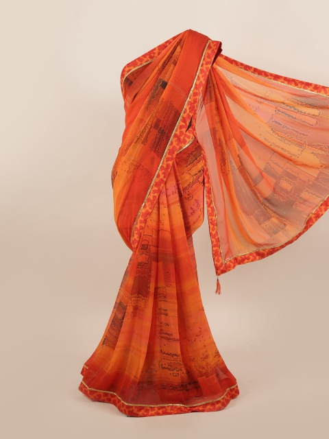 

Pothys Orange & Yellow Beads and Stones Saree