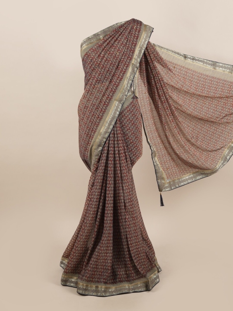 

Pothys Grey & Maroon Beads and Stones Saree