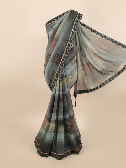 

Pothys Multicoloured & Black Zari Saree, Multi